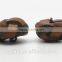 High Quality Round Light Brown Real Leather Chinese Knot Button with Metal Shank for Woman's Garments Coat Sweater