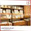 Customized wooden glass bread chocolate display showcase rack shelf counter cabinet for bakery