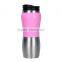 Car Water Bottle 450ml Travel Mug Stainless Steel Peanut Water Bottle with Plastic Lid and Glass Gripper