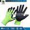 Blue nylon knitted latex glove printed logo