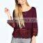 Fashion Women Lace Crochet Loose Tops 3/4 Sleeve Newest Shirt Kimono Casual Blouse For Wholesale 2017