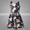 Sleeveless Printing Women Floral Dress Round Neck Knee-length Ladies Skirts