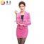 High Quality Slim Fit Single Button Flower Pattern Customized Long Sleeve 2 piece Latest Design 0ffice Women Office Skirt Suit