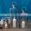 Set of 3 Metal Lantern Tall Floor Windproof Glass Lantern Stainless Steel Lantern for Home yard Lighting