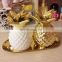 diy cute adult gold white pineapple shape ceramic money box coins piggy saving bank atm for party manufacturers