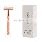 Well Priced High quality Female Matte Rose Gold groooming stainless steel safety razor shaver For Hot Sale