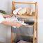 3 Tier Collapsible Bamboo Laundry Basket Hamper with 3 Linen Fabric Box Laundry Basket