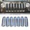 Black Front Mesh Grille Cover Guard Clip 7pcs Grill Insertsfor Jeep Wrangler Jk