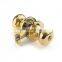 Gold color steel round knob interior tubular door lock for home security with 3 brass keys