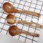 100% Natural Wood Short Handle Round Spoons Flatware for Soup Cooking Mixing Stirrer Wooden Kitchen Tools Utensils
