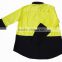 Workwear Long sleeve cotton elastance Hi Visible yellow woven safery protective shirt