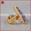 Natural rough stone arrowhead amethyst ring