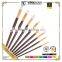 8Pcs Flat Nylon Hair 24k Gold Plated Circle Black Wood Handle Wholesale Artist Paint Brush Set