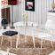 80cm white color round tempered glass top dining table