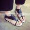 2016 European and American style summer new simple flat thong word buckle flat sandals
