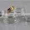 50g 100g clear glass straight sided glass jar with silver gold lid