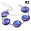 Wholesale Cabochon Glass Nebula Bangle -Galaxy Space -Novelty Metal Cuff Chain Bracelet