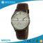 Fashion Japan Movt Stainless Steel Back Browngenuine Leather Quartz Watch
