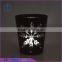 2016 new design snow pattern shaped electroplate black tealight candle glass