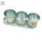 Galvanized zinc 3 flower pots on a saucer in classical rose print