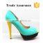 double platform shiny green peep toe shoes