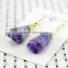 Druzy amethyst alloy with gold plated earrings