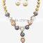 Rhinestone Crystal Multi Color Pearl Necklace EarringS Women Wedding Bridal Jewelry Set Gift