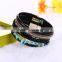 New Fashion Jewelry Woman Magnetic Clasp Leather Crystal Stones Bracelet