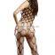 Sexy Black Mature Seamless Spaghetti Strap Diamond Net Bodystocking