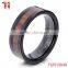 Classic design koa wood inlay tungsteng carbide ring black plating