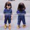 Factory price overalls dark blue maxi denim jumpsuit for girl