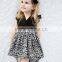 Wholesale lace fultter sleeve baby girl pom pom romper leopard print childrens dresses
