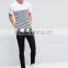 MGOO Customzied Black And White Stripe Polo Shirts Short Sleeves Muscle Shirts In Rib