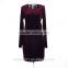 Women Party Dresses Synthetic Leather Suede Long Sleeve Sexy Club Winter Dress Bodycon Bandage Dress SD55