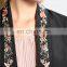 Three Quarter Sleeve Black Flower Embroidered Kimono Cardigan Women