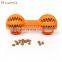 Durable nontoxic rubber interactive IQ dental treat teeth cleaning toy for dogs