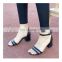 Latest high fashionable design women ankle strap high block heel sexy sandals shoes ladies buckle closure type shoe