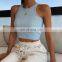 2021 Hot Custom Logo, Summer Lady White Black Ribbed Crop Tank Top Women/