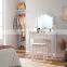 Home furniture wooden dressing table makeup designs mirror with drawer set modern white