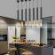 Modern Long Tube Hanging Lights Round Chassis LED Pendant Lamp Indoor Kitchen Island Bar Black White Hanging Lamp