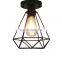 E27 Industrial Vintage Cage Pendant Light Rustic Retro Loft Pyramid Hemp Rope Bar Decor Vintage Lamp Ceiling Lamp