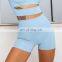Custom Logo High Waist Biker Shorts Solid Color Soft Recyclable Gym Women Leggings