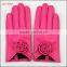 ladies cheap PU leather hand gloves rose with roses