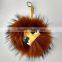 Elegant monster face raccoon fur pom poms keychain for bag charm key chain