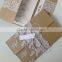 2016 kraft shiny paper with lace handmade folio wedding invitation cards
