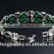 High quality wedding jewelry green rhinestone bracelet platinum plated bracelet