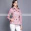 Womens studded pu leather jackets and long coats with buttons