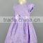 Baby Girls Purple Short Sleeve O-Neck 3D Flower Ruffle Embroidery Fabric Lace Smocked Dress 3-12Y