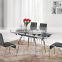 L808C Dining Table Black Glass /Gloss Square Extending 900-1300 + 6 blk 610                        
                                                Quality Choice