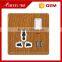high fashion wood grain switch socket with neon for UK, universal, 2 pin and 3 pin